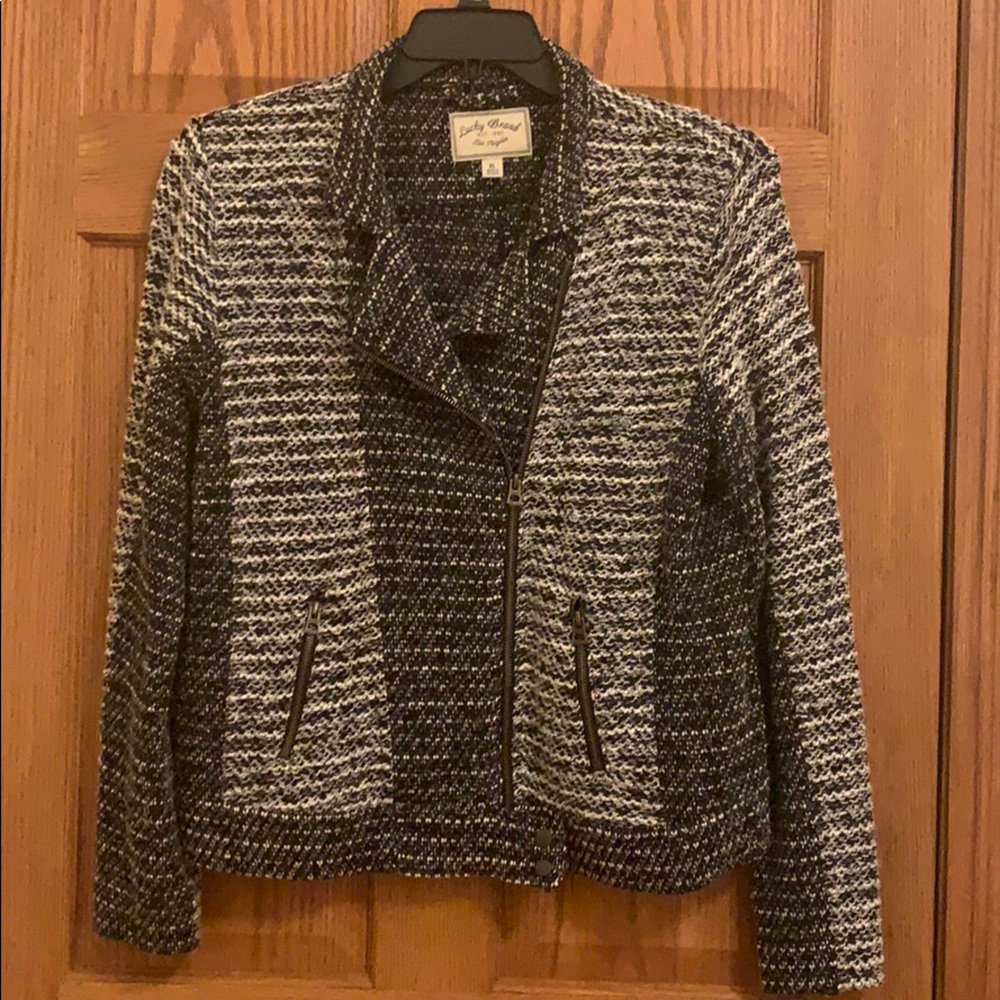 Lucky Brand black, white, gray knit jacket